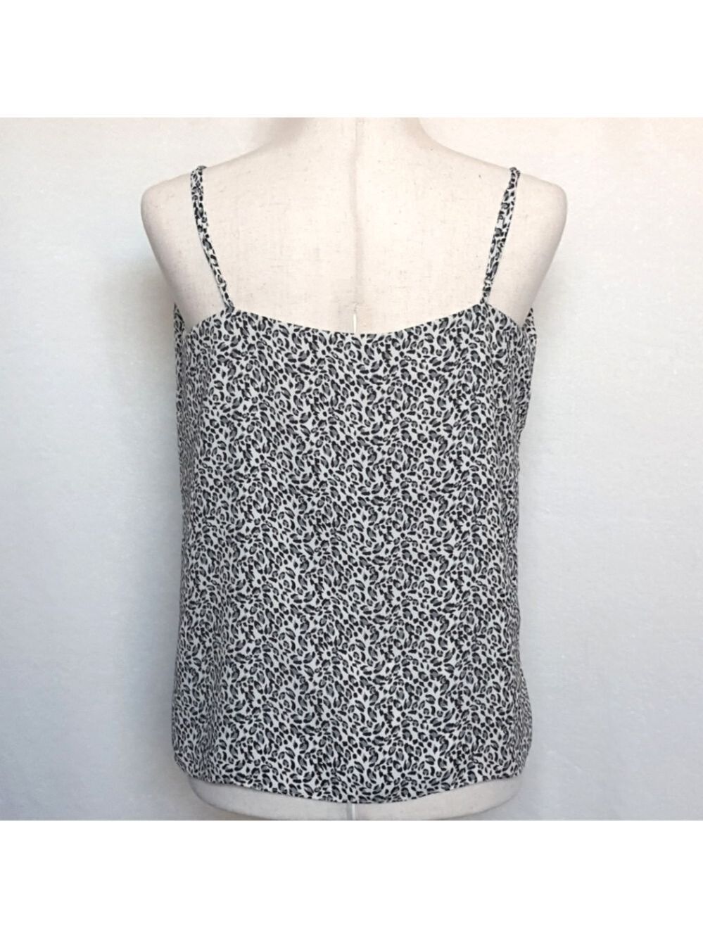 Socialite Leopard Print Spaghetti Strap Lace Trim Top in M Gray Black - Picture 7 of 14